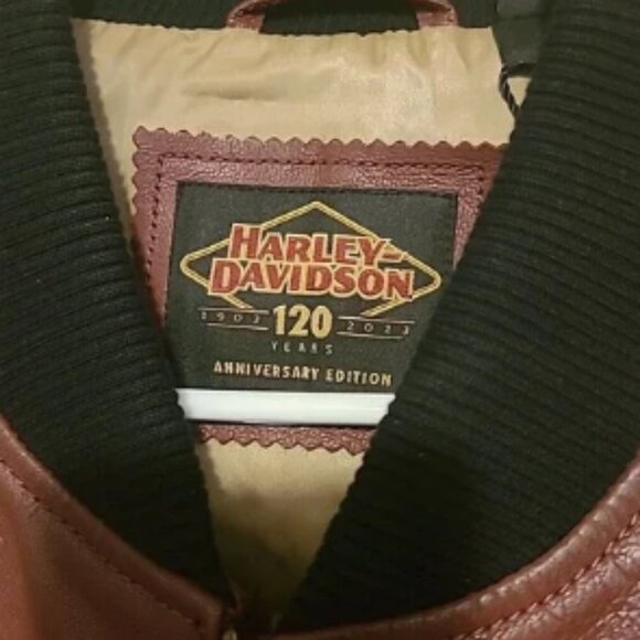 Harley-Davidson 120th Anniversary Mens Sz 2XL Dark Red Leather Jacket 97035-23VM - Picture 6 of 7